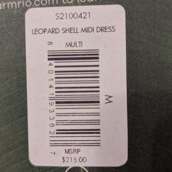 Farm Rio Leopard Shell Midi Dress, Size Medium, 100% Cotton, New with Tags - Picture 7 of 9